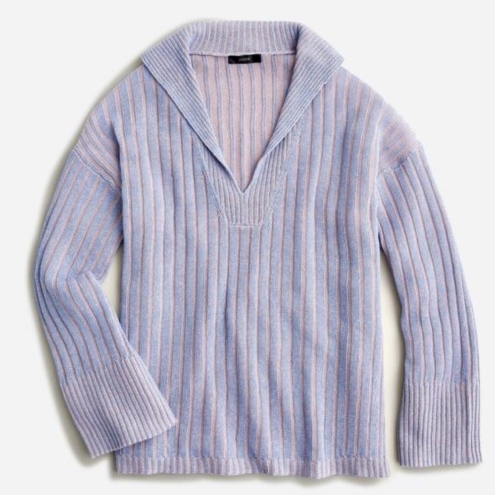 J. Crew Relaxed Cotton Linen Blend Sweater with Ribbed Knit